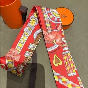 Hermès Paris Red Twilly Scarf